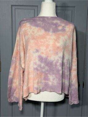 Mustard Seed Pastel Tie-Dye Crewneck Sweater - Pink & Purple couple flaws